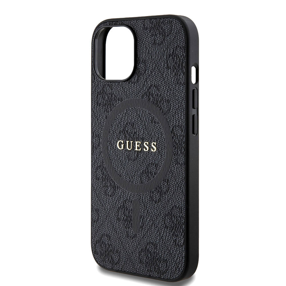 Guess iPhone 15 Orjinal Lisanslı M-safe Şarj Özellikli PU Halkalı 4G Desenli Yazı Logolu Kılıf Guess iPhone 15 Orjinal Lisanslı M-safe Şarj Özellikli PU Halkalı 4G Desenli Yazı Logolu Kılıf